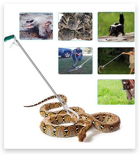 GYORGKSHI Pinzas para serpientes extra largas de 52 pulgadas - Atrapador de reptiles de acero inoxidable