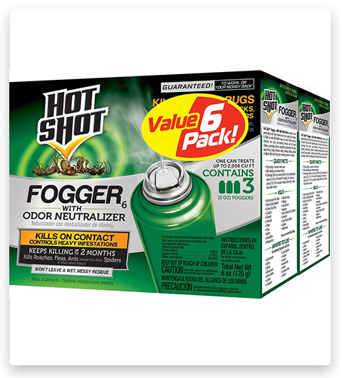 Hot Shot Fogger6 avec neutralisateur d'odeurs Spray anti-puces pour la maison