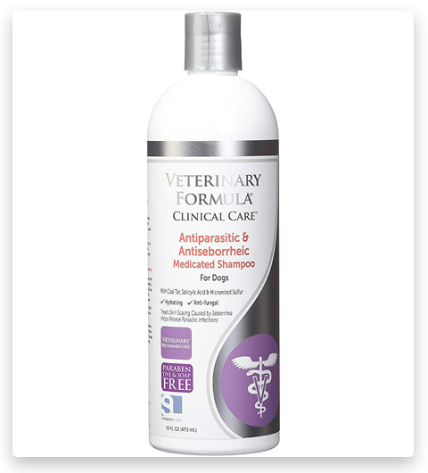 Shampooing médicamenteux pour chiens, antiparasitaire et antiséborrhéique, Veterinary Formula Clinical Care