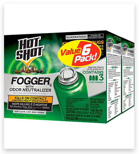 Hot Shot Fogger6 con neutralizzatore di odori Trattamento antipulci per la casa