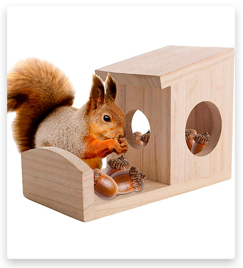 Nature's Hangout Mangeoire à écureuils en bois pour l'extérieur respectueuse de l'environnement