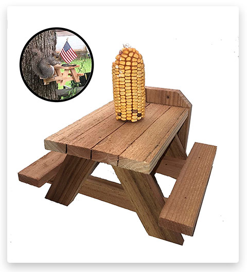 Cypress Sunrise Picnic Table Squirrel Feeder Bench for Fence or Tree