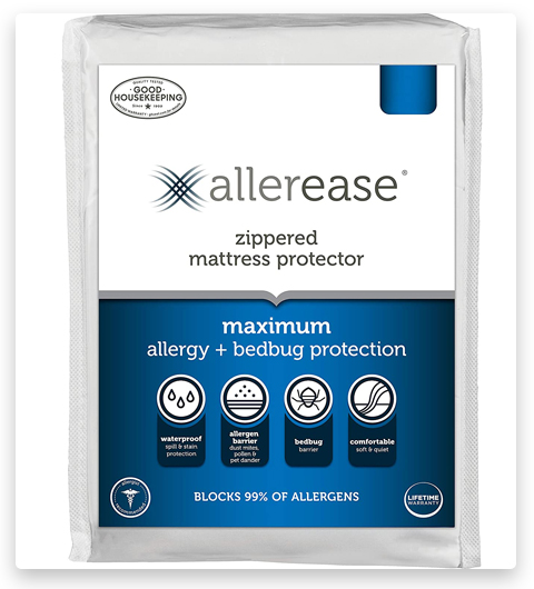 AllerEase Maximum Allergy and Bed Bug Waterproof Zippered Mattress Protector 