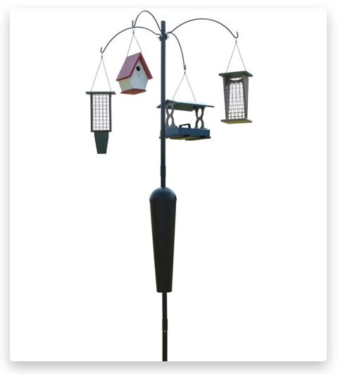 Squirrel Stopper Sequoia Squirrel Proof Bird Feeder Pole System with Hanging Stations