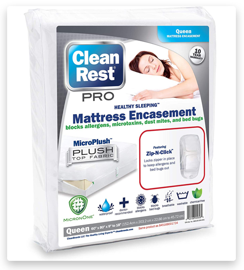 Clean Rest Pro Waterproof, Allergy and Bed Bug Blocking Mattress Encasement