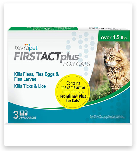 TevraPet FirstAct Plus Tratamiento de prevención de pulgas y garrapatas para gatos