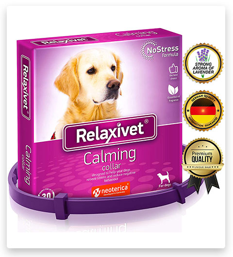 Collare calmante per cani Relaxivet con effetto calmante per zecche