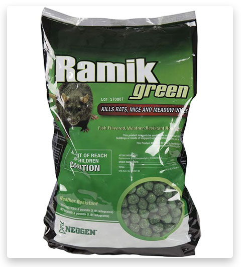 Neogen Ramik Green Fish Flavored Weather Resistant Rodenticide Mouse Poison Nuggets (pépites de poison pour souris)