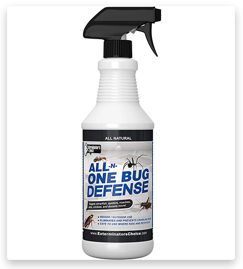 All-N-One Bug Defense Natural Spray by Exterminator's Choice for Roaches Ants Silver Fish