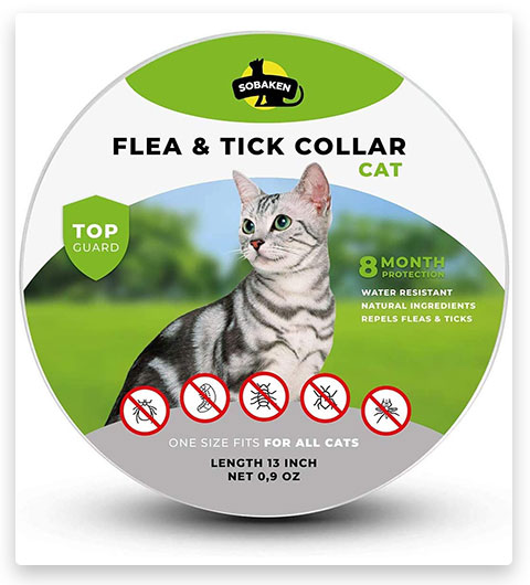 SOBAKEN Collare antipulci per gatti, collare naturale antizecche