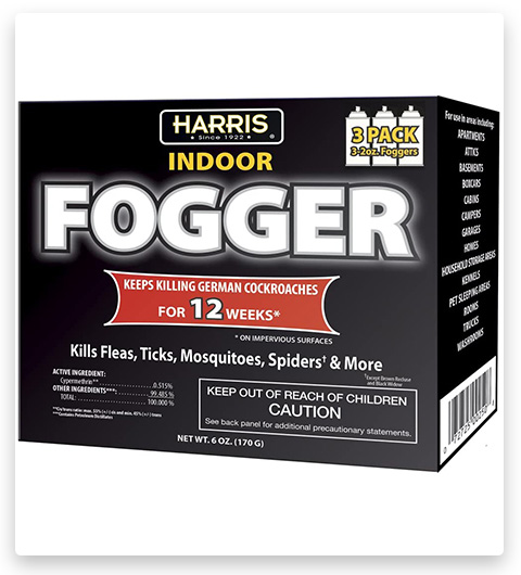 HARRIS 12 Week Indoor Insect Fogger for Roaches, Fleas, Ticks, Mosquitos, Spiders