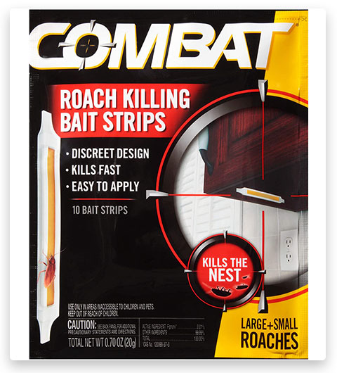 Combat Roach Killing Bait Strips para cucarachas grandes y pequeñas, uso interior y exterior