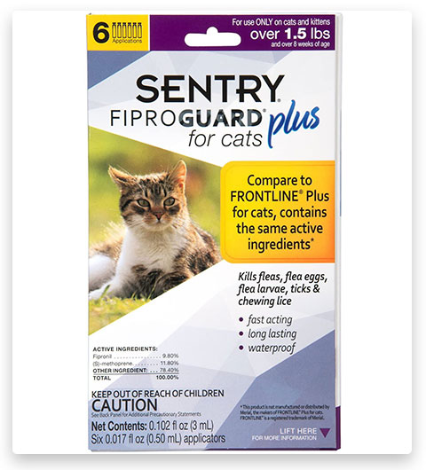 SENTRY Fiproguard Plus Topico antipulci e antizecche per gatti