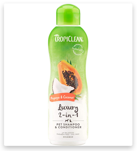 TropiClean Papaya & Coconut Luxury 2-in-1 Shampooing et conditionneur pour animaux de compagnie
