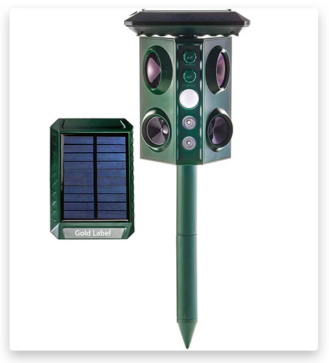 Gold Label Solar Power Ultrasonic Outdoor Waterproof Animal Repeller (Répulsif pour animaux)