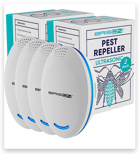 BRISON 4-Pack Ultrasonic Pest Repeller Plug-in Control Electronic Insect Repellent