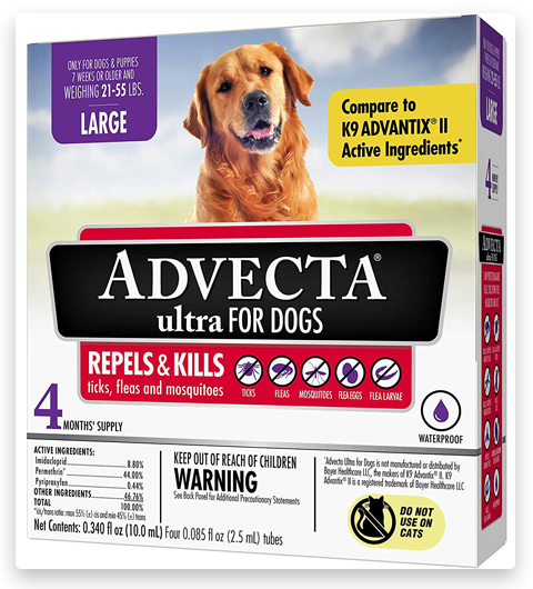 Advecta Ultra Traitement topique contre les puces et les tiques pour les grands chiens