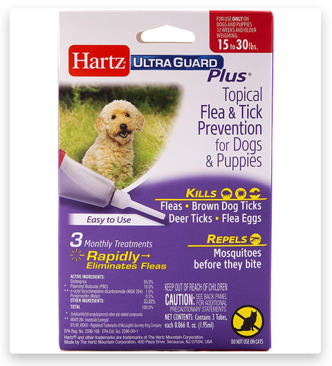 Hartz UltraGuard Plus Prévention topique contre les puces et les tiques pour les chiens et les chiots 