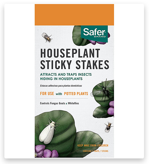 Estacas adhesivas para plantas de interior de la marca Safer Trampas para insectos