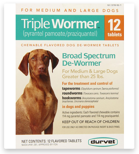 Durvet Triple Wormer Tablets para perros medianos y grandes