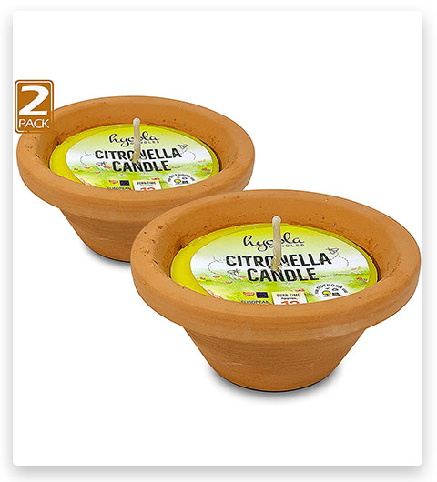 Hyoola Citronella Candles in Hand Painted Terra Cotta Bowl