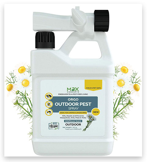 mdxconcepts Spray biologique prêt à l'emploi contre les puces, les tiques et les moustiques dans le jardin